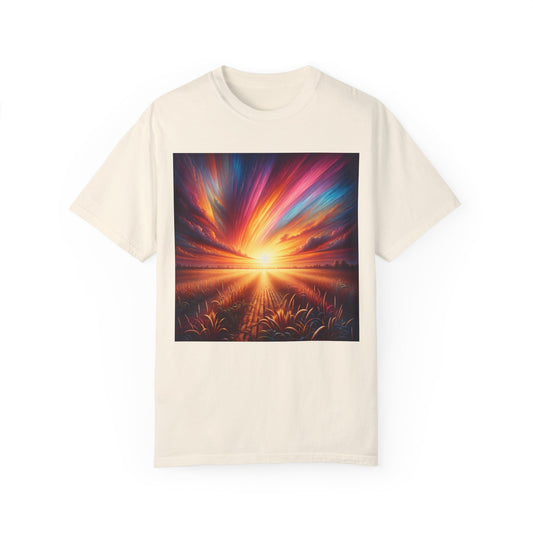 Sunset in the Field, Unisex Garment-Dyed T-shirt