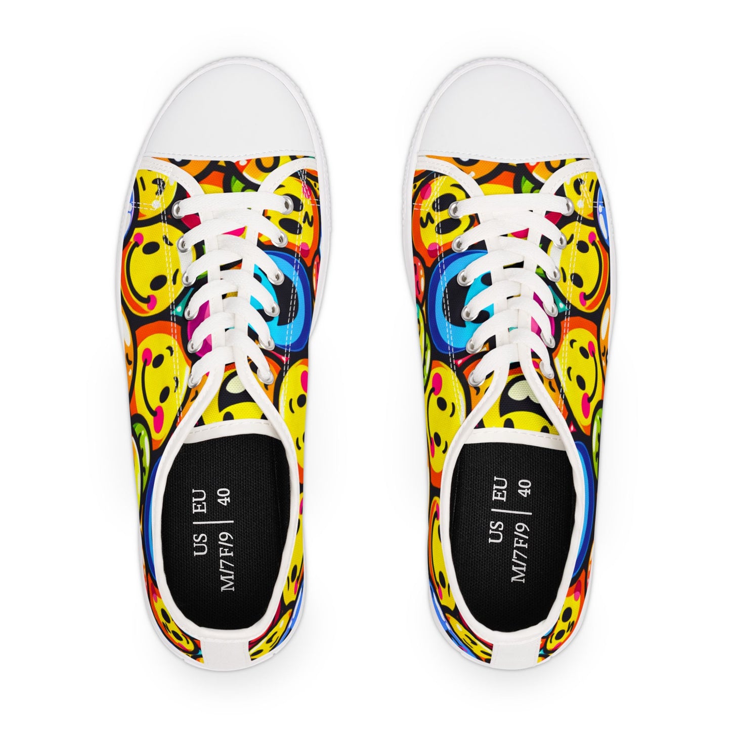 Colorful Smiley Face Low Top Sneakers for Women