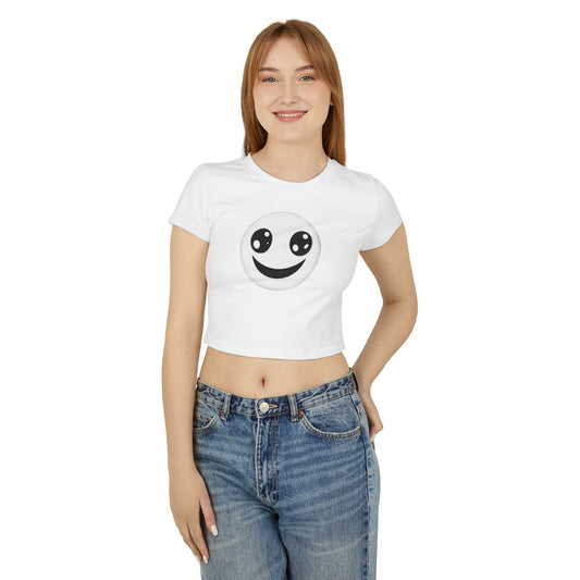 Smiley Face, Women's Baby Tee - Original Prints Co