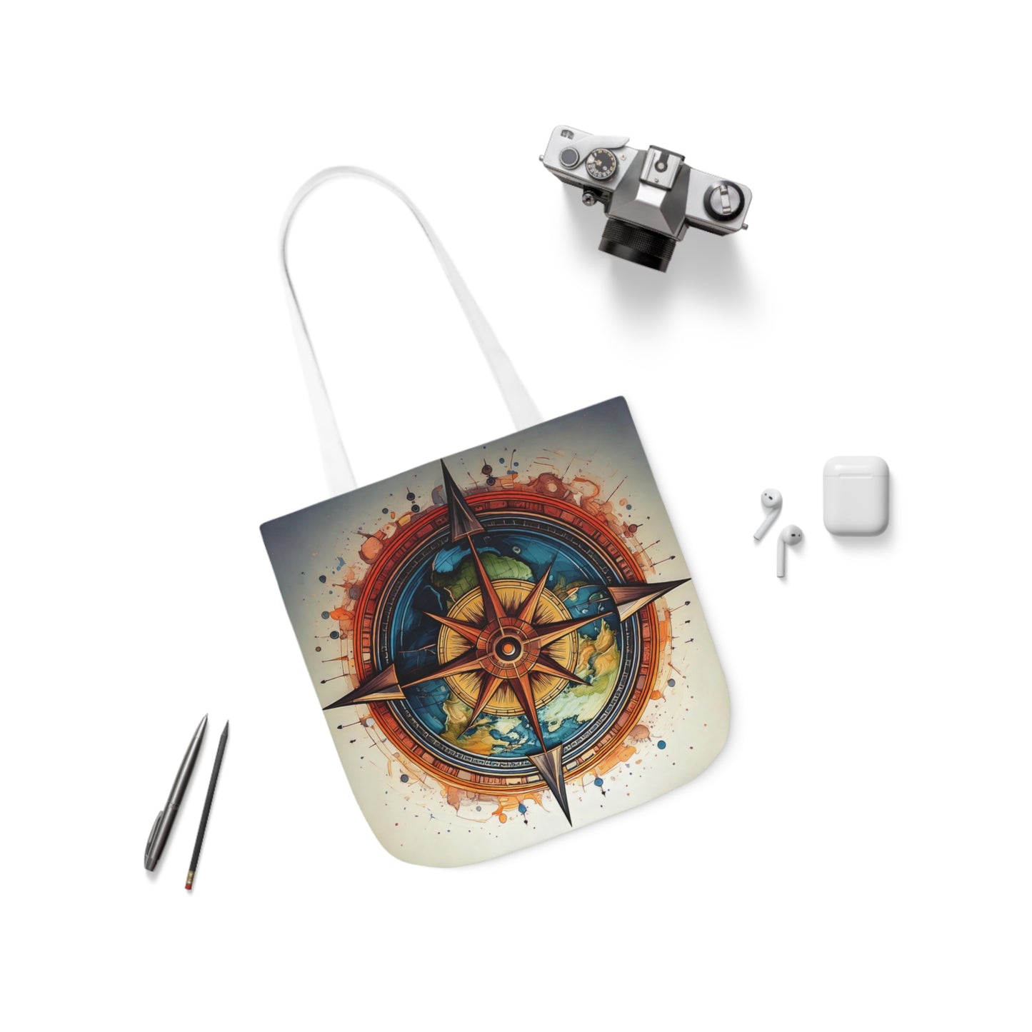 World Compass, Canvas Tote Bag.