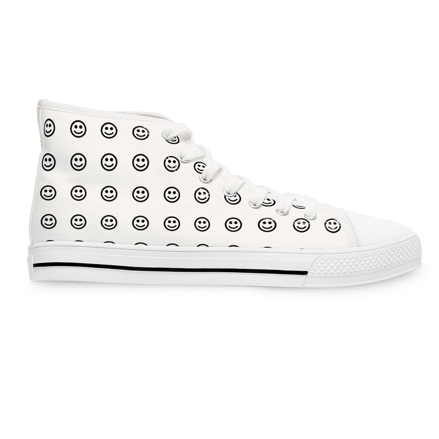 Smiley Print High Top Sneakers for Trendy Women