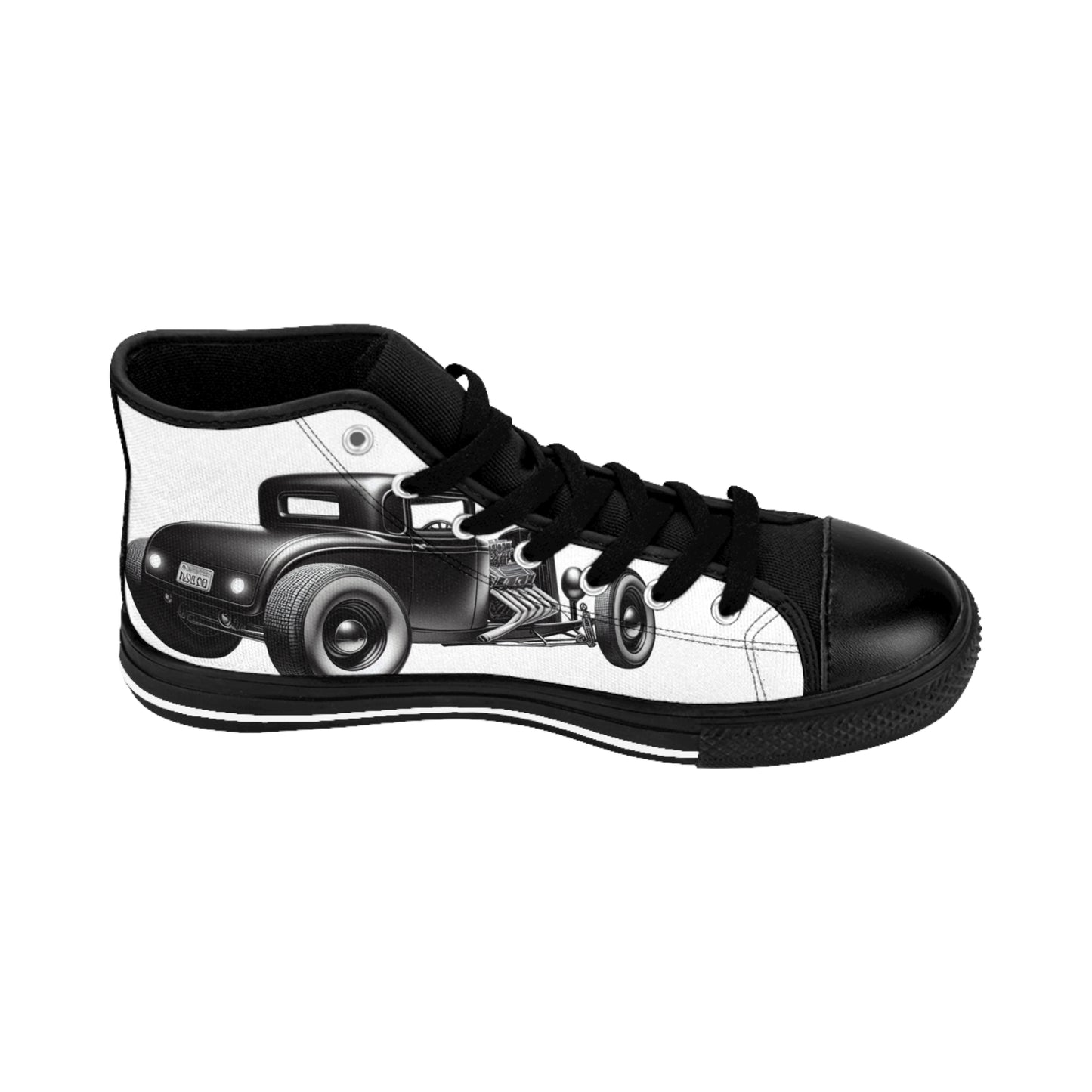 Retro Hot Rod Graphic High-Top Sneakers for Men