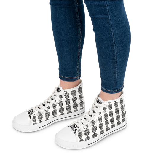 Womens High Top Skull Pattern Sneakers