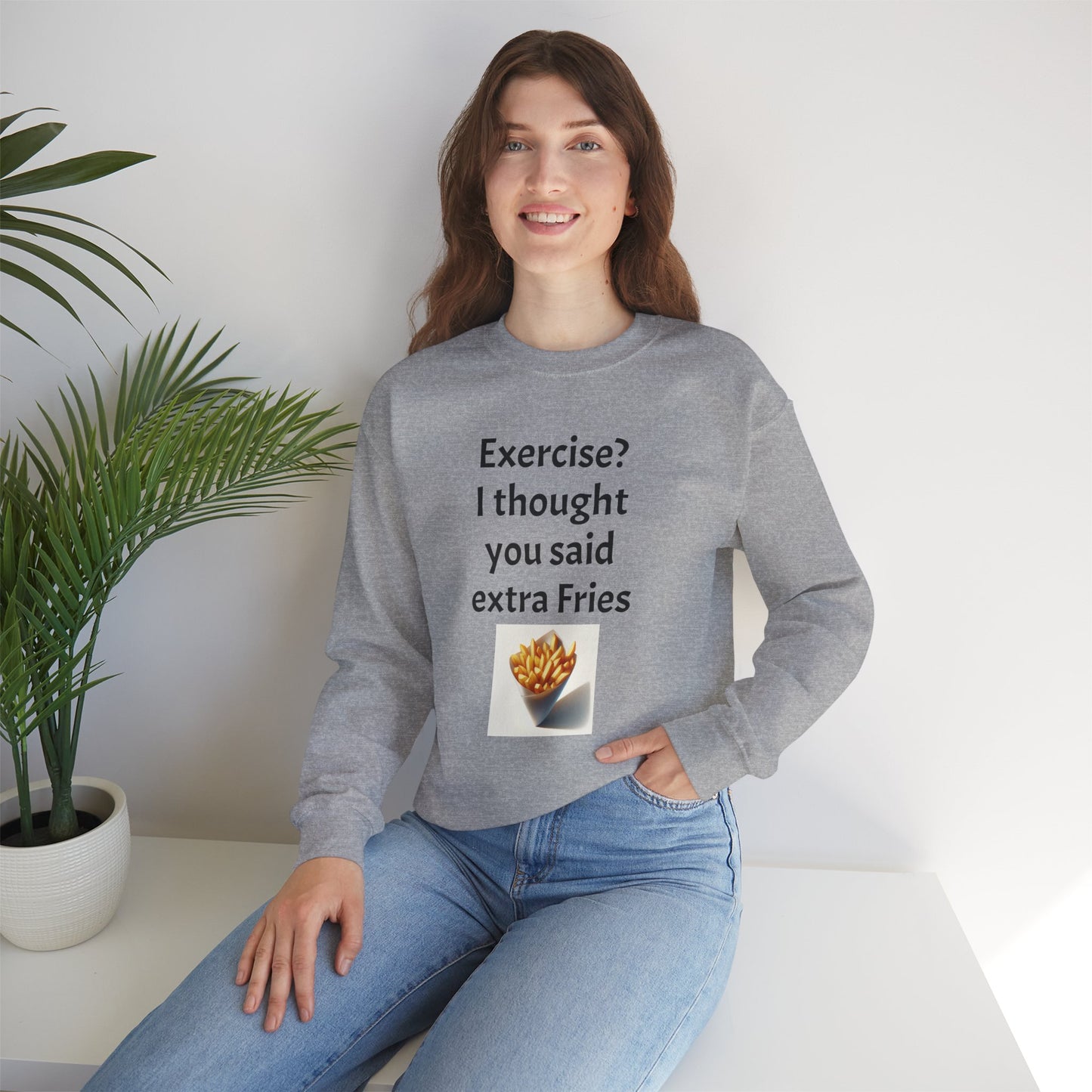 I thought you said extra Fries, Unisex Heavy Blend™ Crewneck Sweatshirt