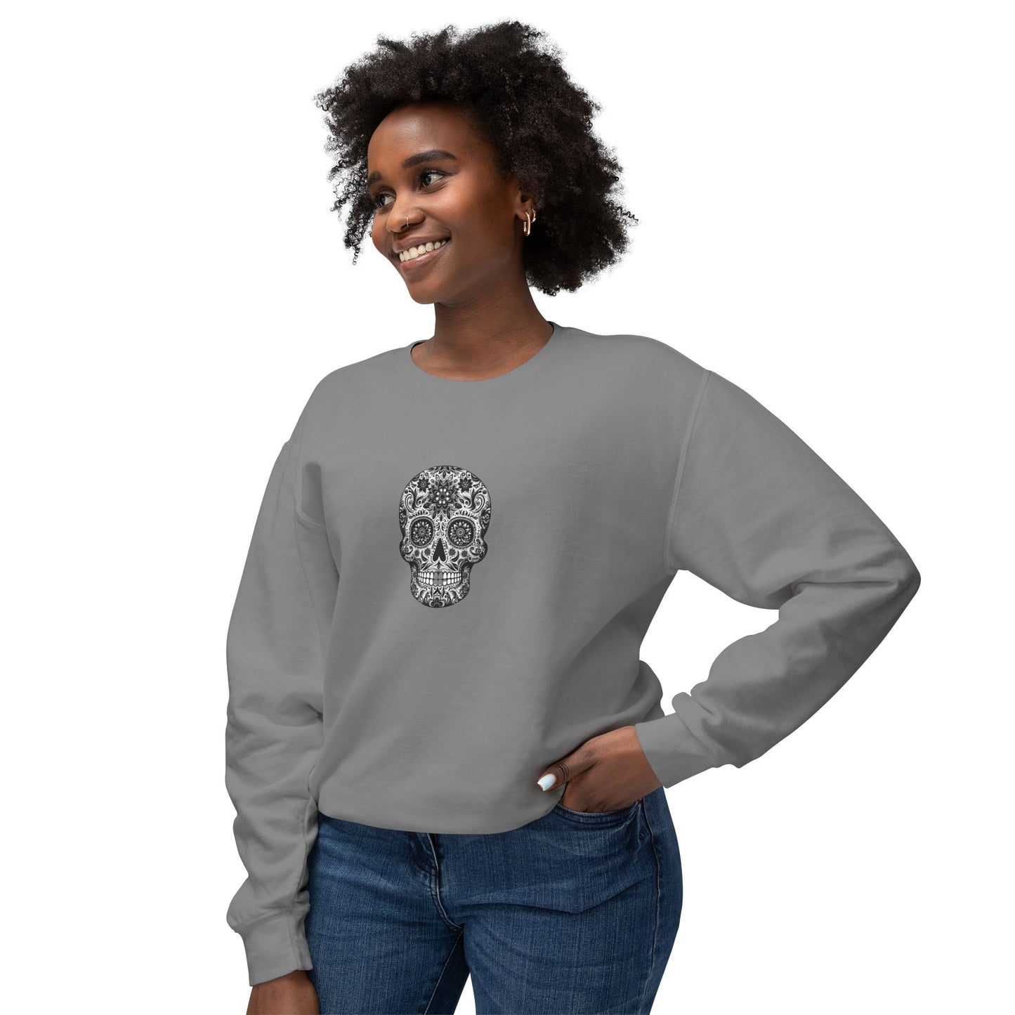 Skull Sweatshirt - Unisex Lightweight Crewneck