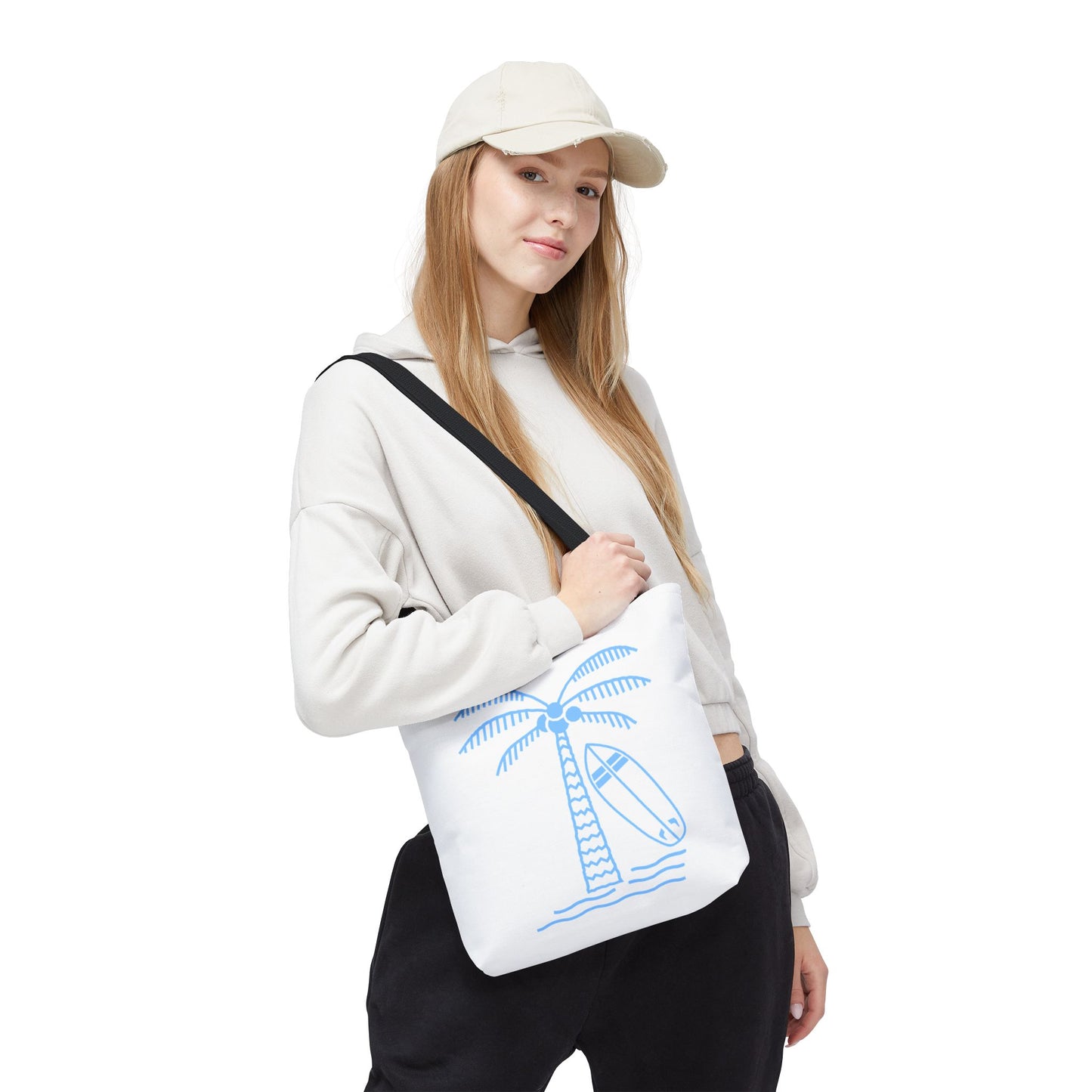 Palm Tree, Surf Board, Tote Bag