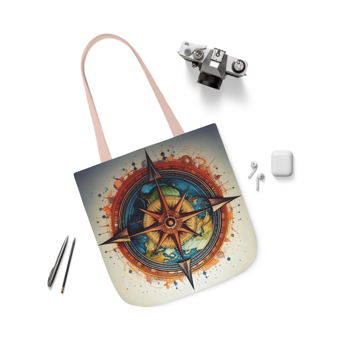 World Compass, Canvas Tote Bag.