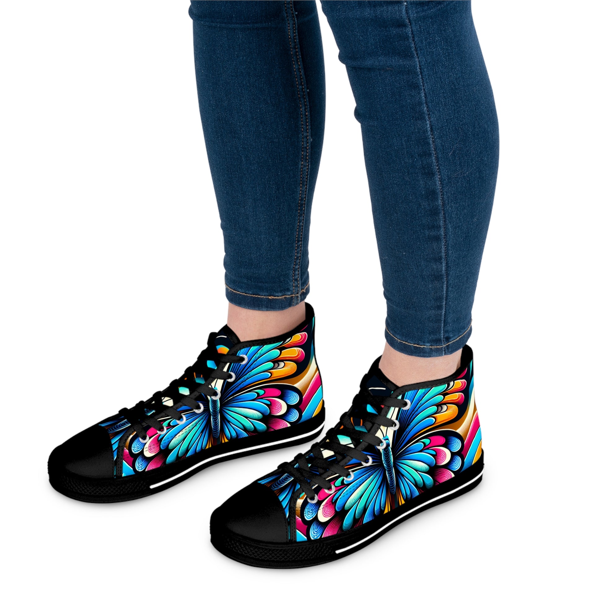 Colorful Butterfly High Top Sneakers for Women - Original Prints Co
