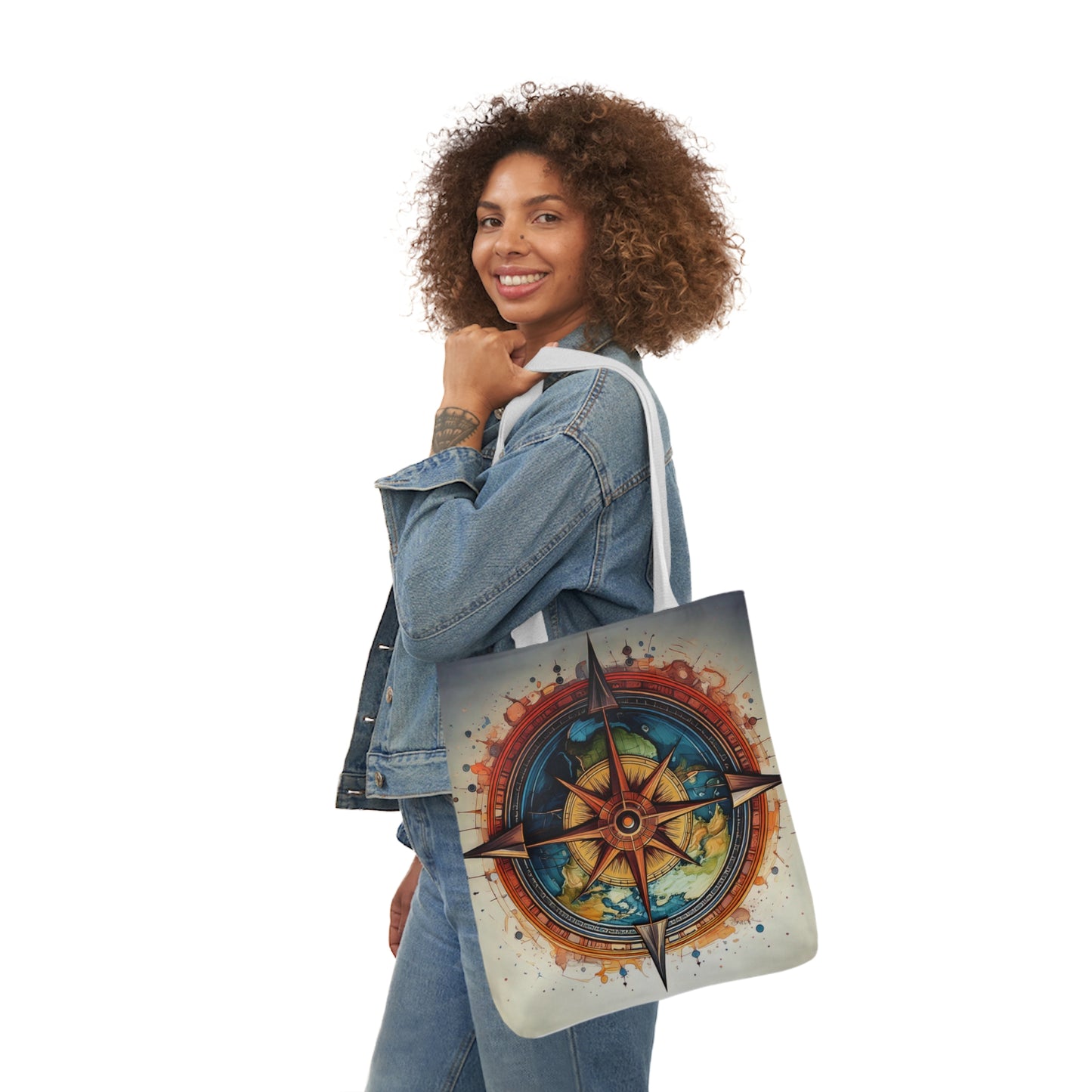 World Compass, Canvas Tote Bag.