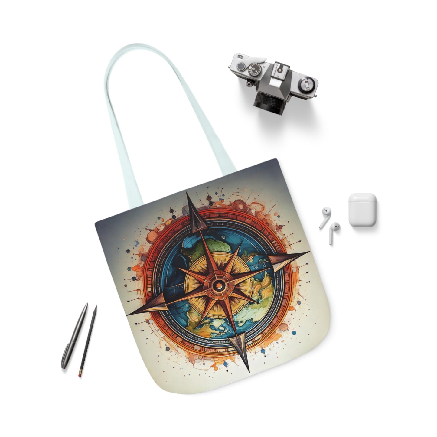 World Compass, Canvas Tote Bag.