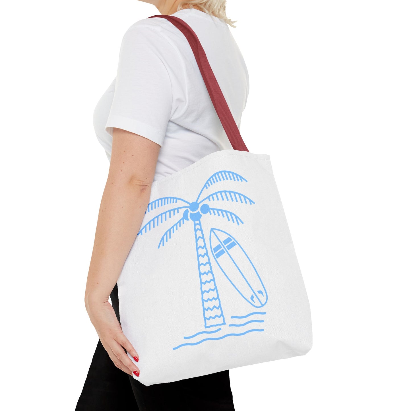 Palm Tree, Surf Board, Tote Bag