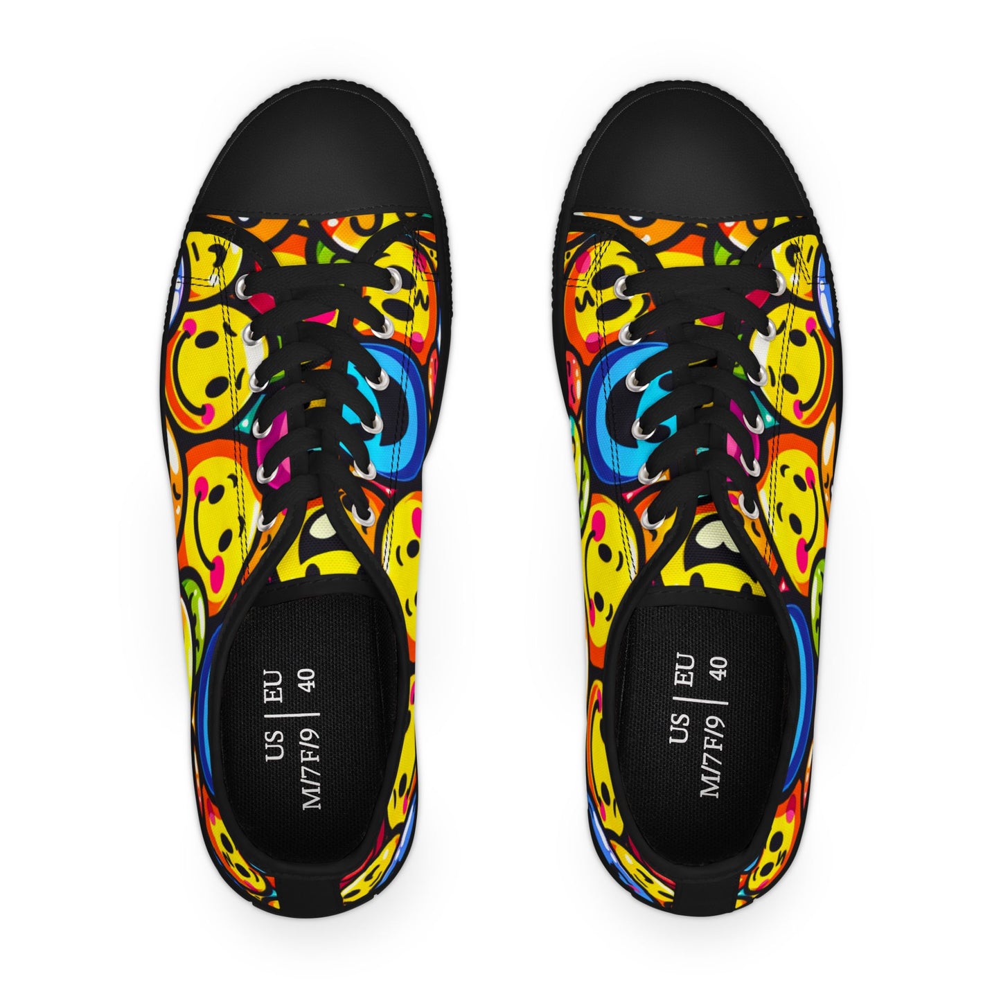 Colorful Smiley Face Low Top Sneakers for Women