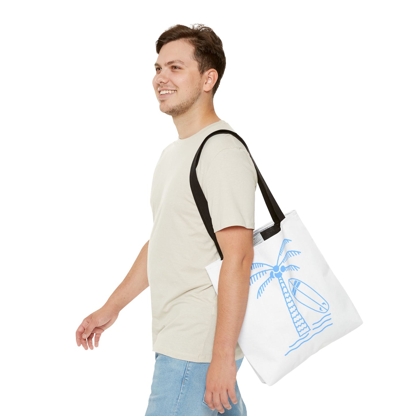 Palm Tree, Surf Board, Tote Bag