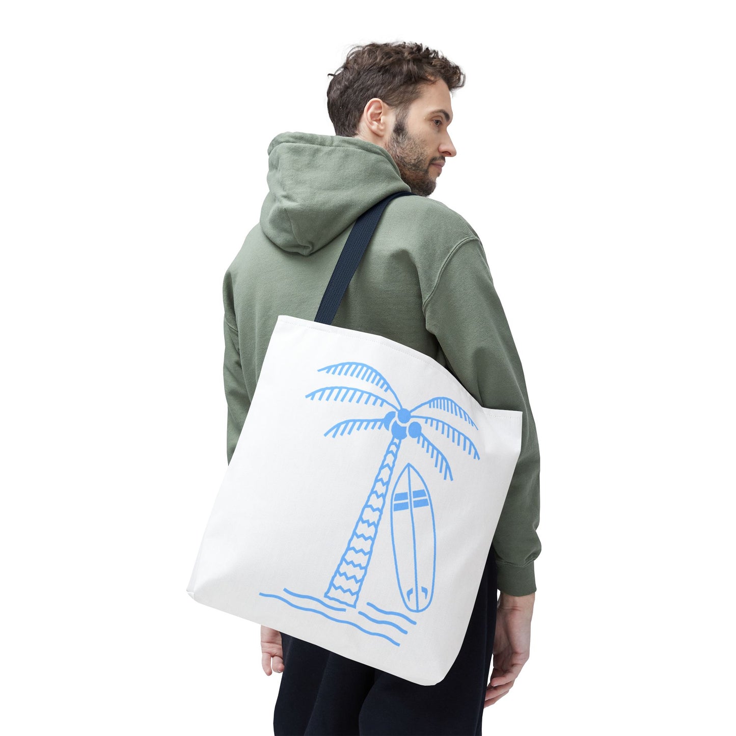 Palm Tree, Surf Board, Tote Bag