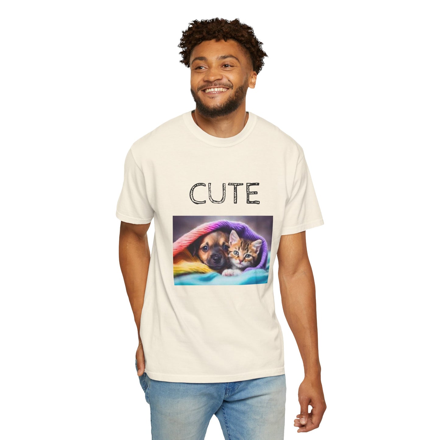 Unisex T-shirt, Cute Puppy & Kitten