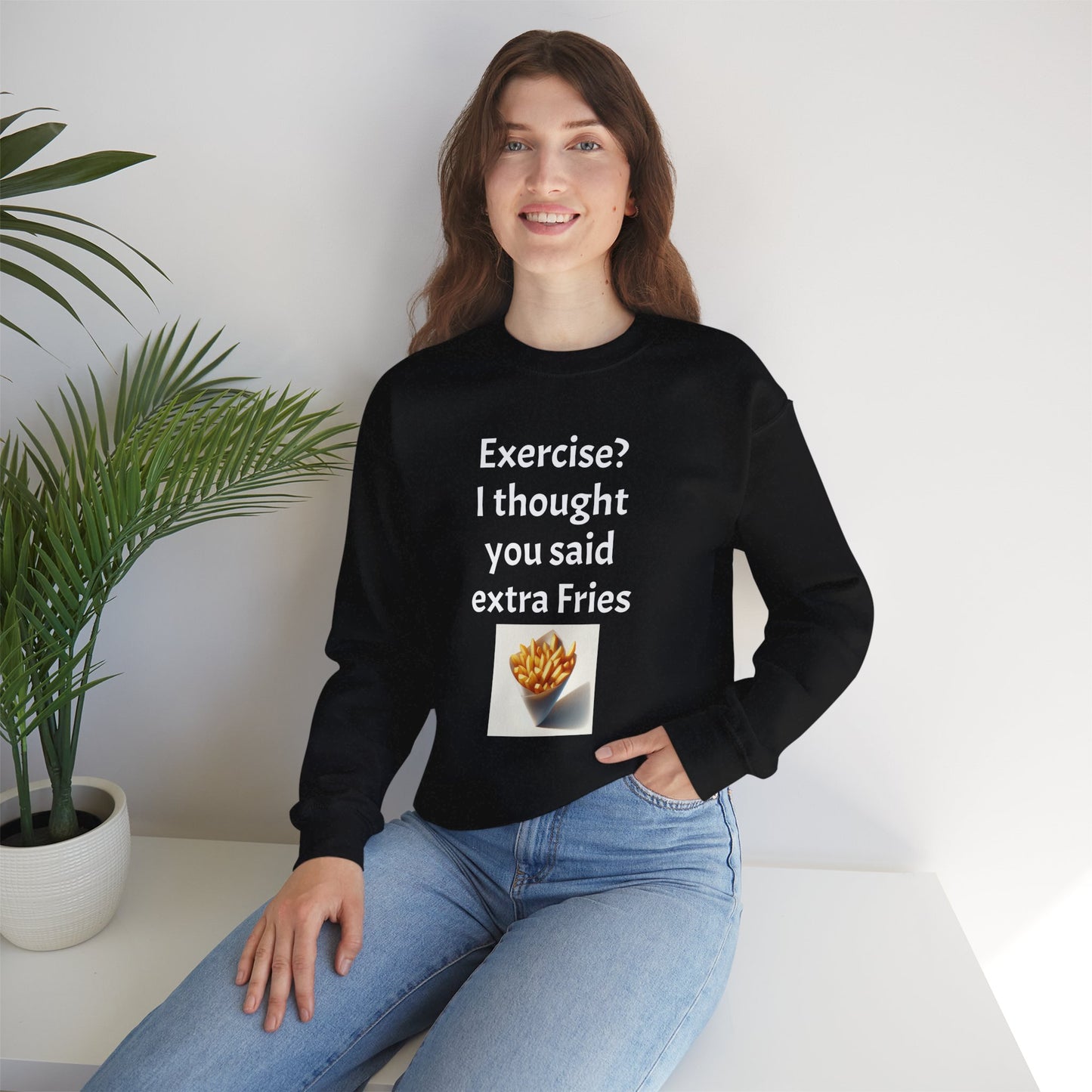 I thought you said extra Fries, Unisex Heavy Blend™ Crewneck Sweatshirt