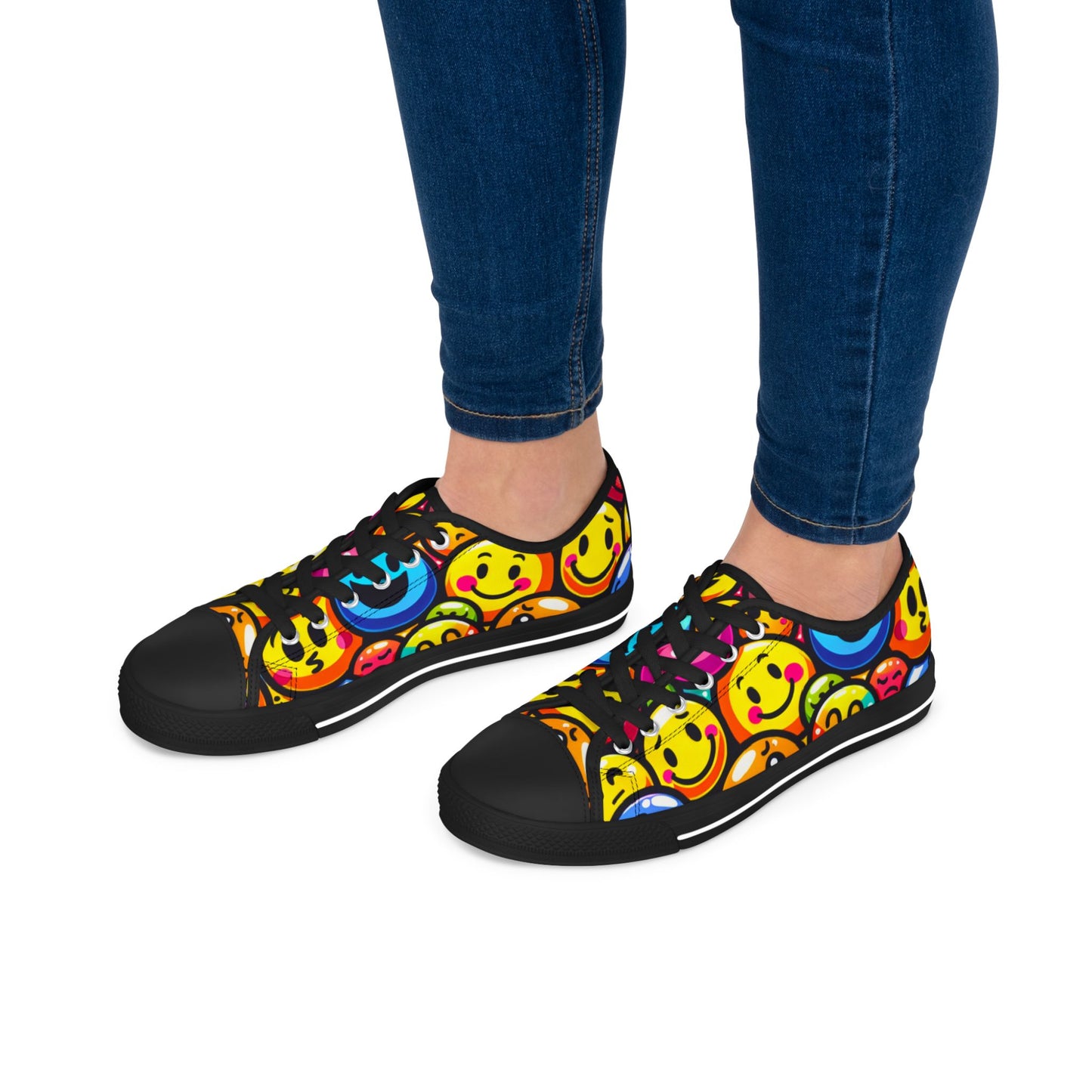 Colorful Smiley Face Low Top Sneakers for Women