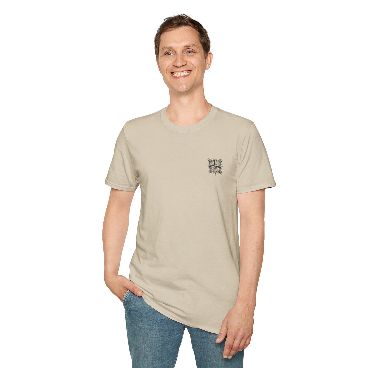 Adventure Compass Unisex Softstyle T-Shirt - Explore & Navigate Your Journey