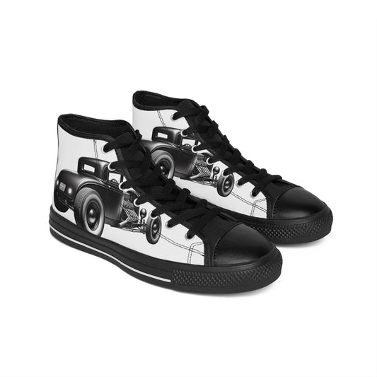 Retro Hot Rod Graphic High-Top Sneakers for Men