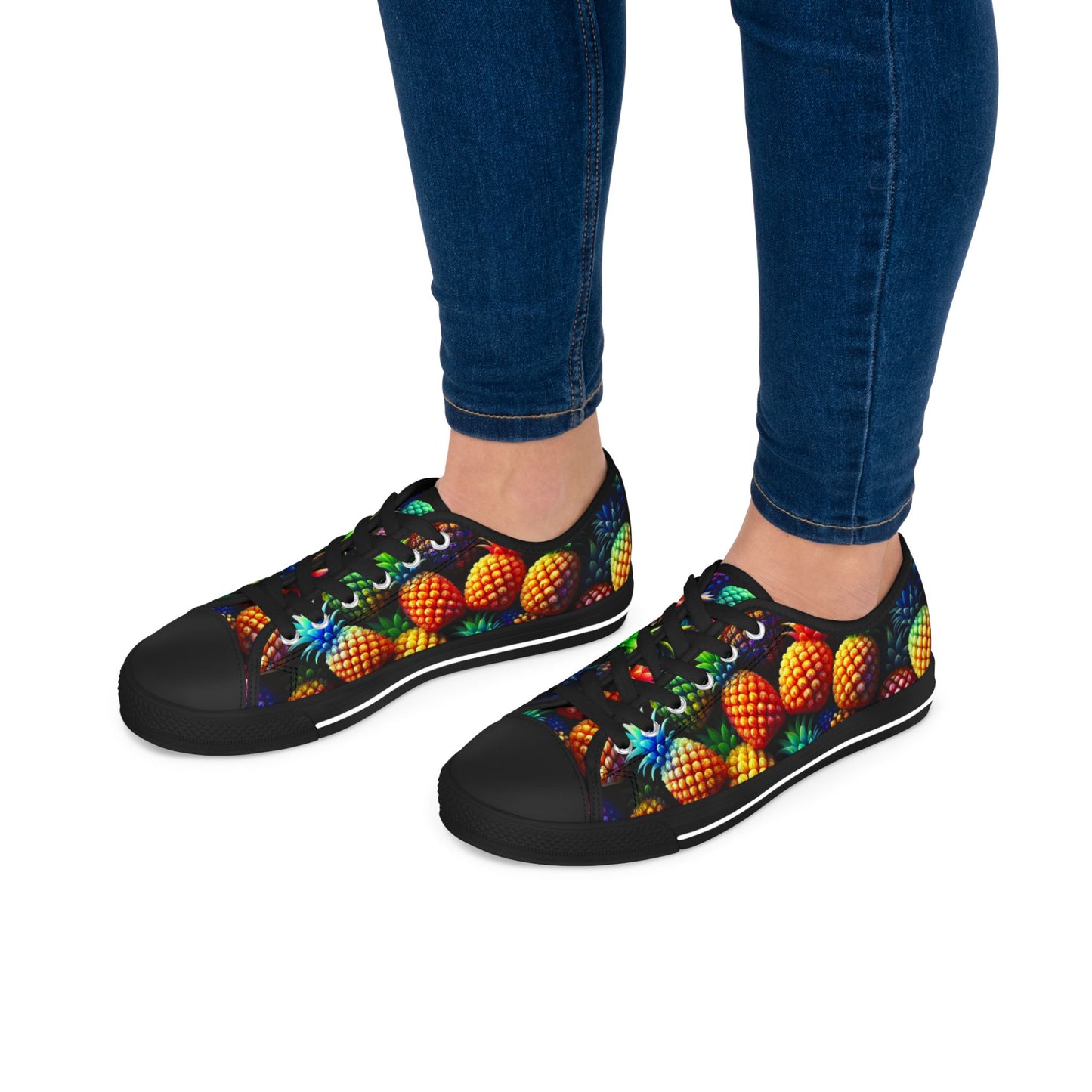 Pineapple Print Women's Low Top Sneakers