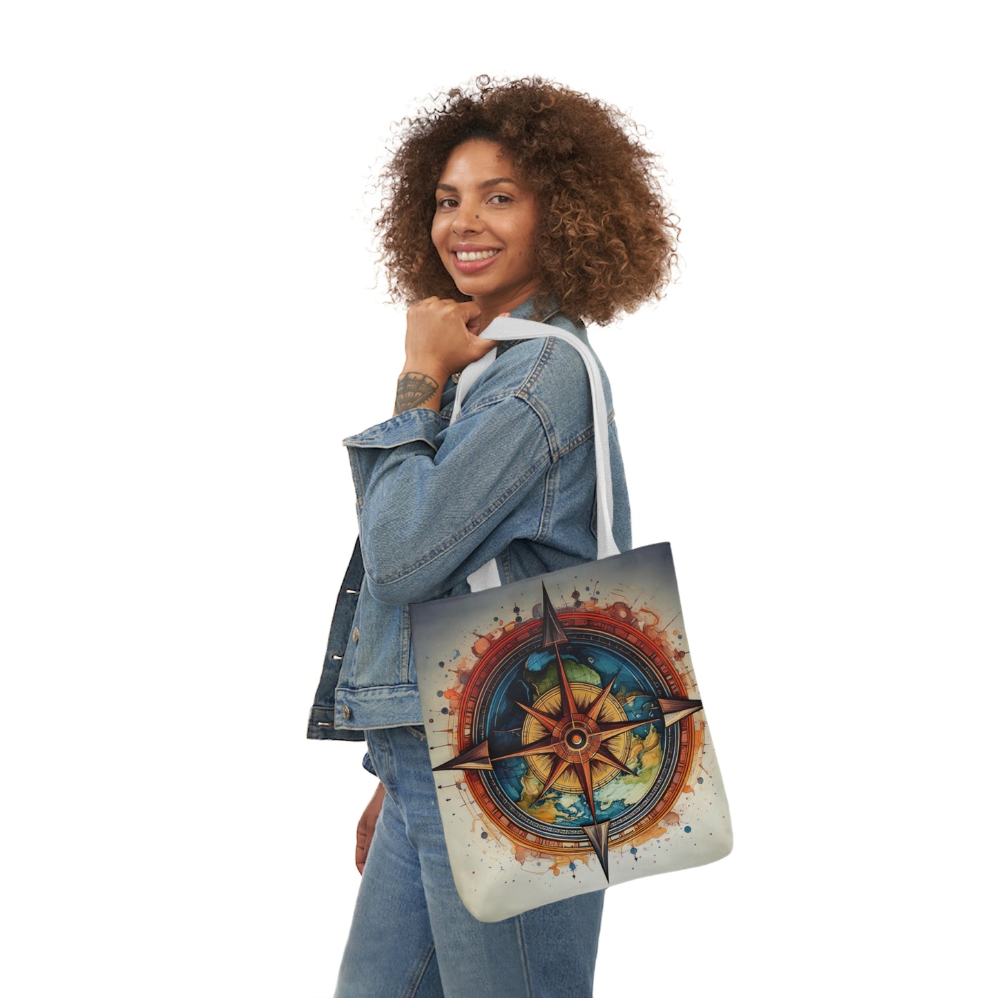 World Compass, Canvas Tote Bag.