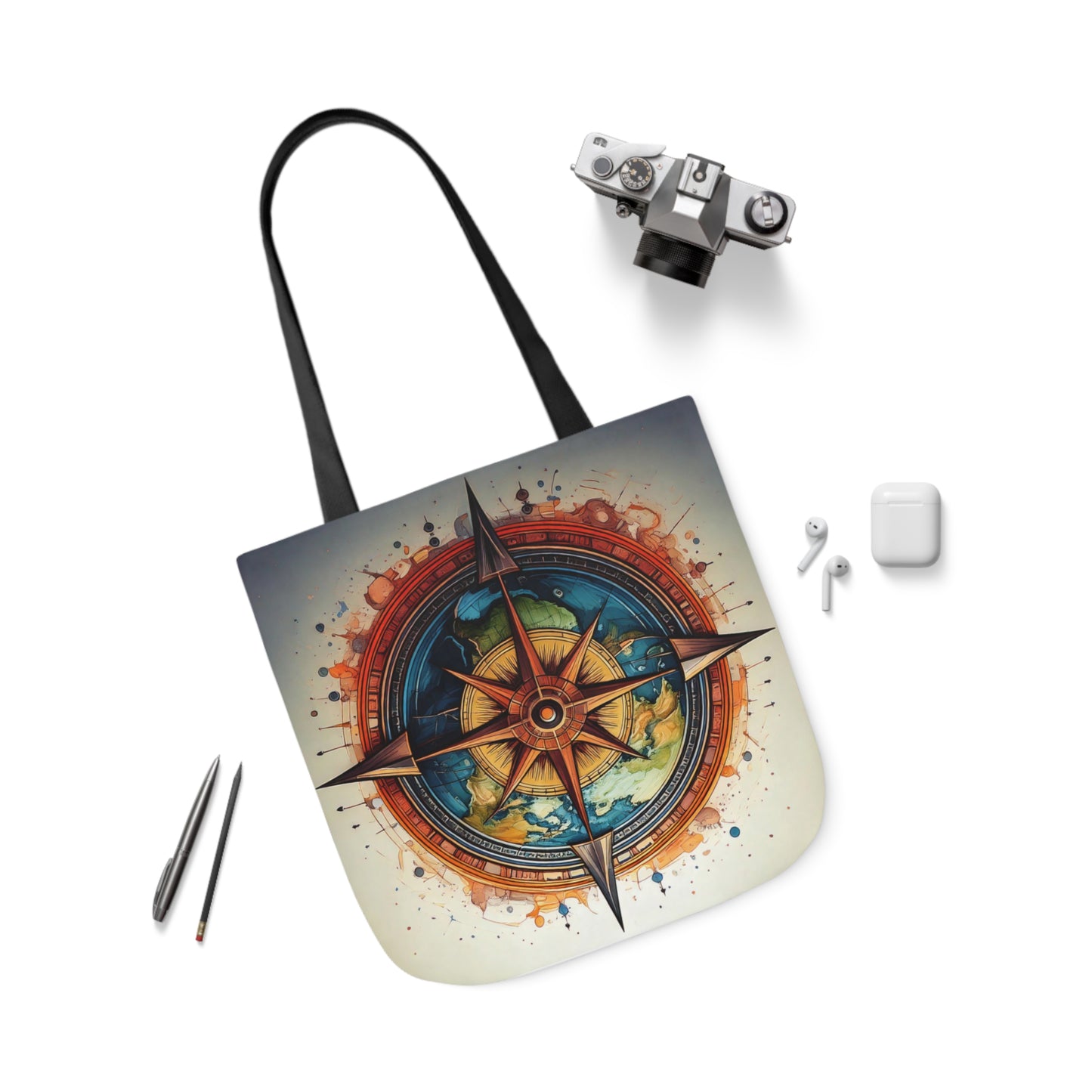 World Compass, Canvas Tote Bag.