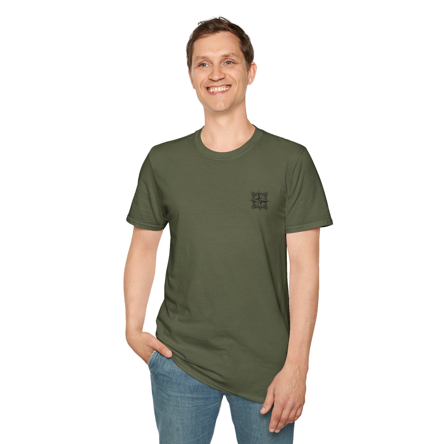 Adventure Compass Unisex Softstyle T-Shirt - Explore & Navigate Your Journey