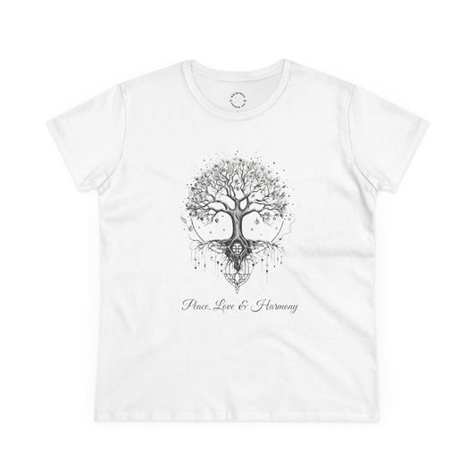 Peace, Love & Harmony, Women's Mid-weight Cotton Tee - Original Prints Co