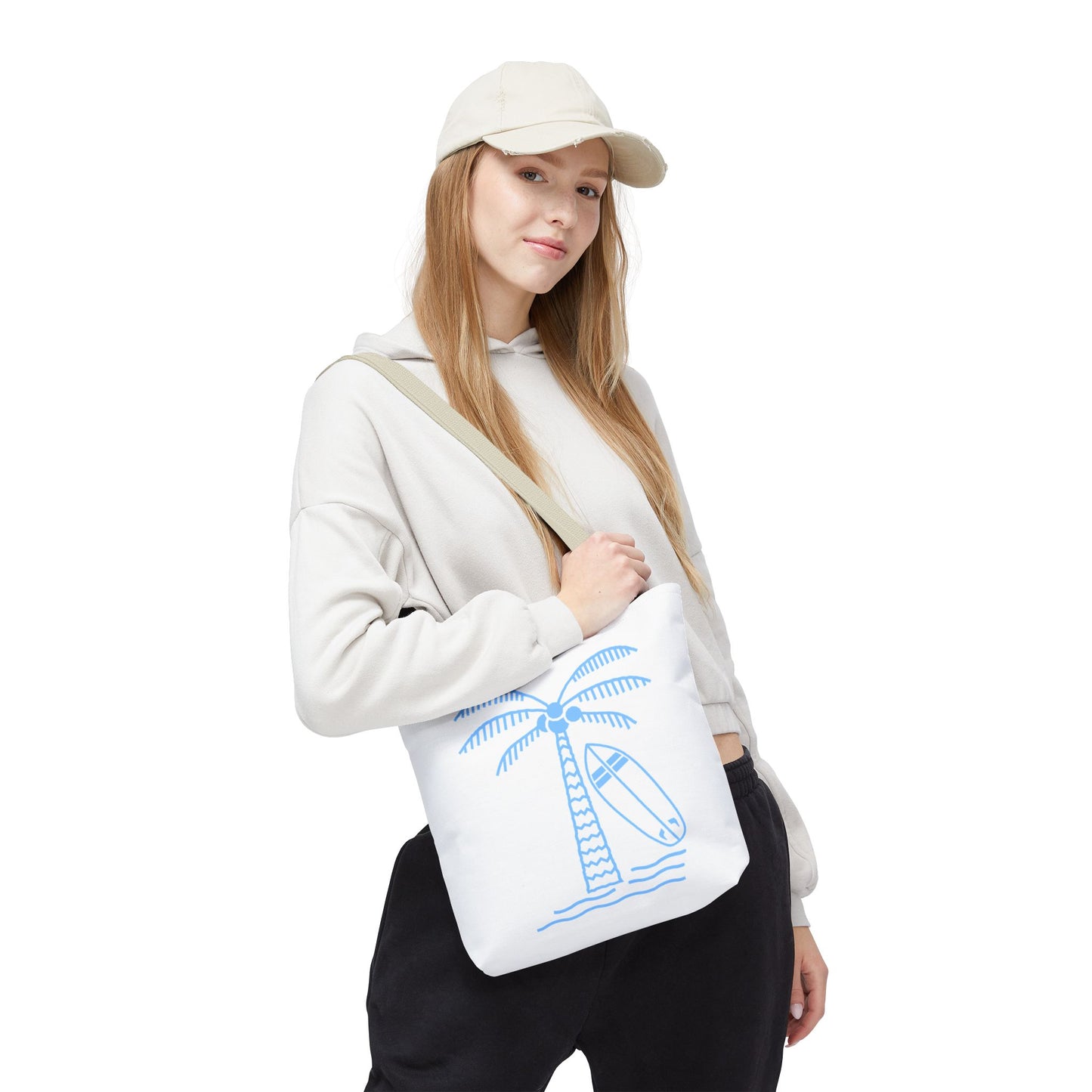 Palm Tree, Surf Board, Tote Bag