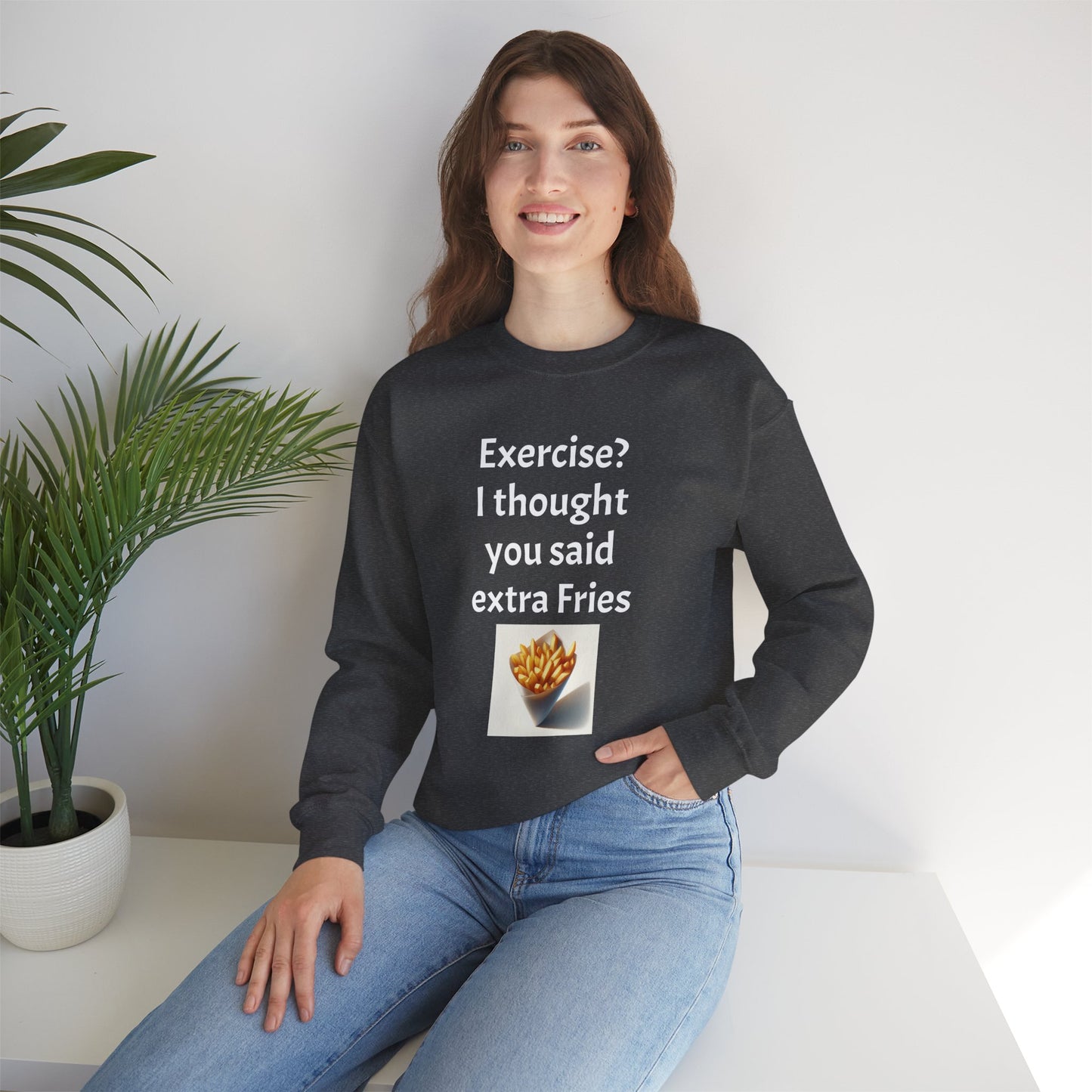 I thought you said extra Fries, Unisex Heavy Blend™ Crewneck Sweatshirt