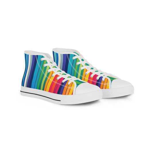 Vibrant Striped Mens High Top Sneakers - Original Prints Co