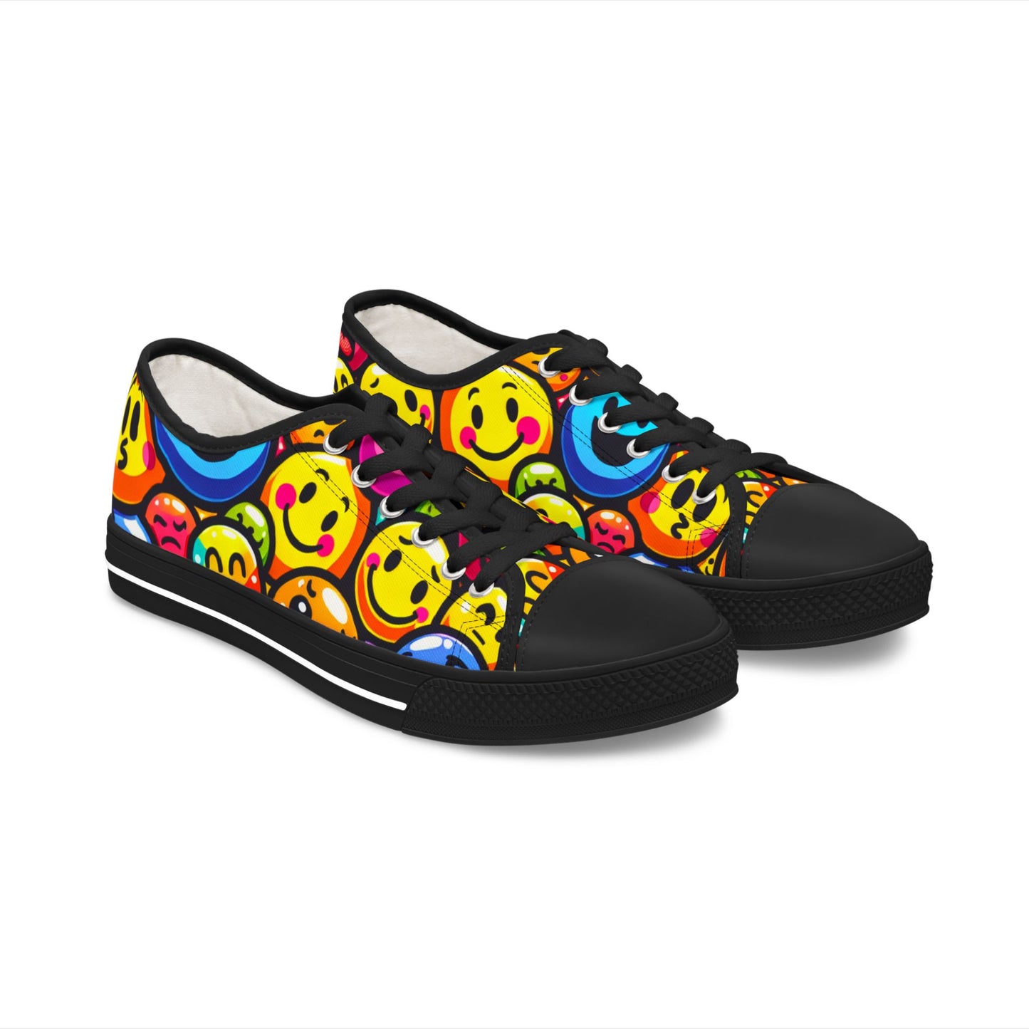 Colorful Smiley Face Low Top Sneakers for Women