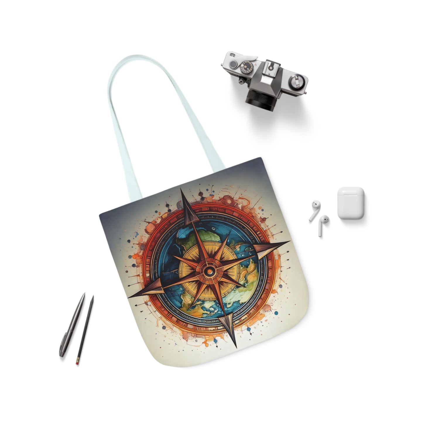 World Compass, Canvas Tote Bag.