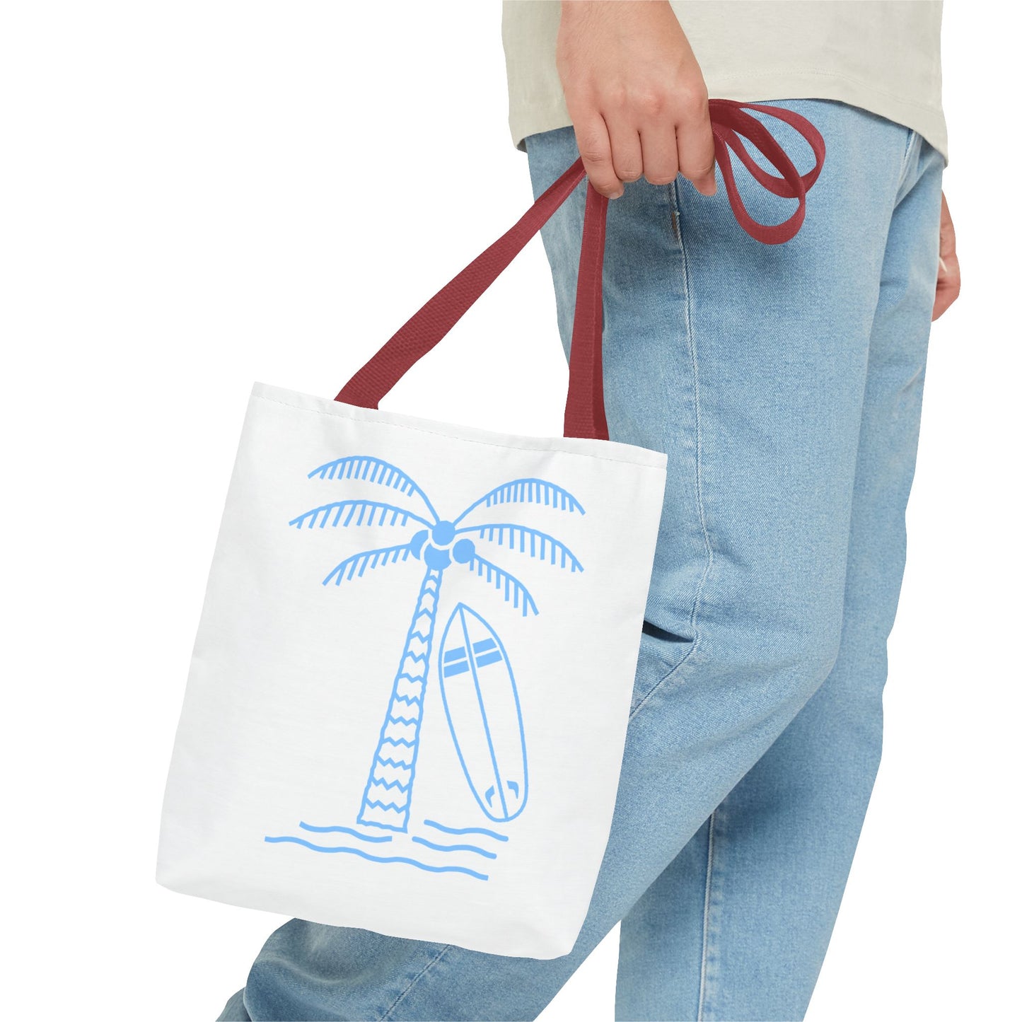 Palm Tree, Surf Board, Tote Bag