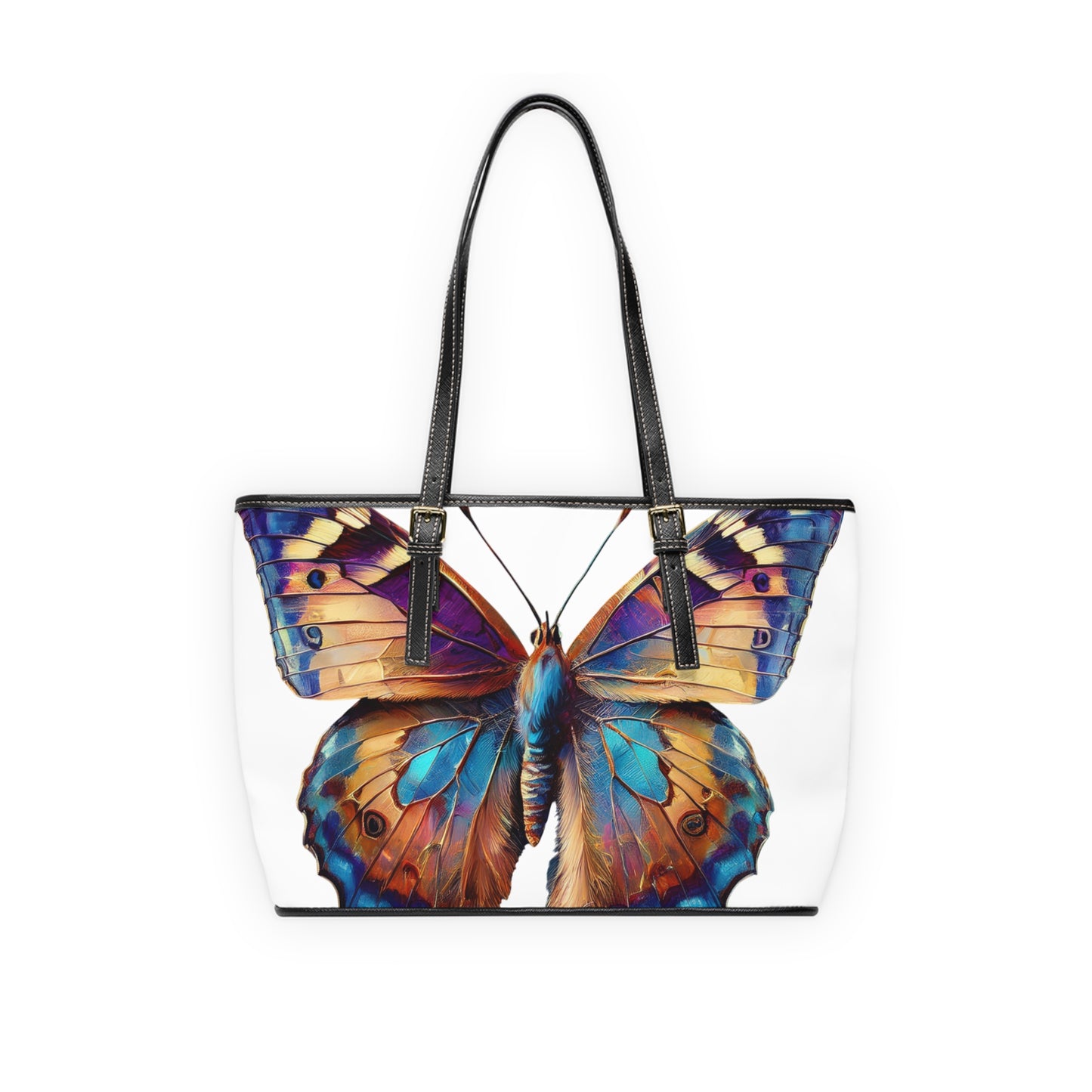 Colorful Butterfly PU Leather Shoulder Tote Bag