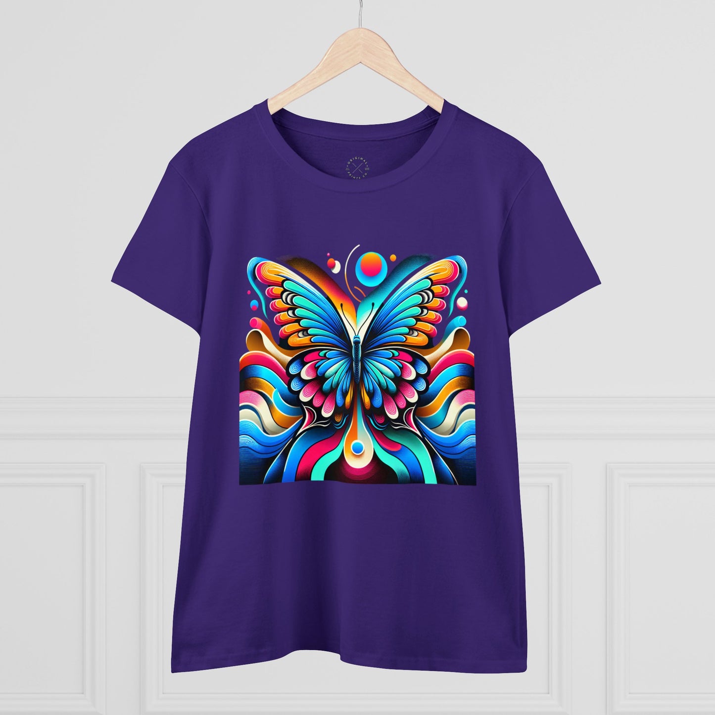 Retro Butterfly, Women's Cotton Tee