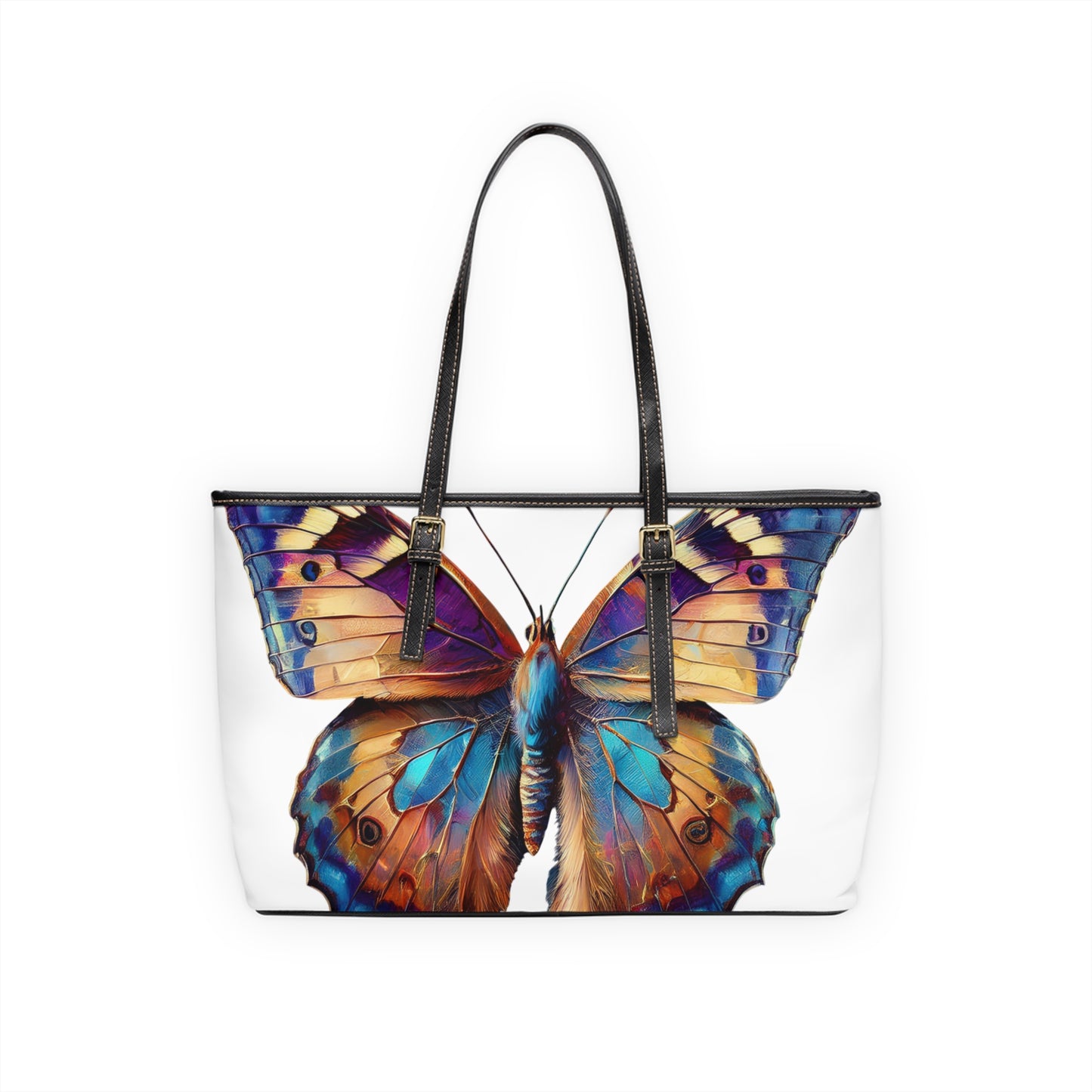 Colorful Butterfly PU Leather Shoulder Tote Bag