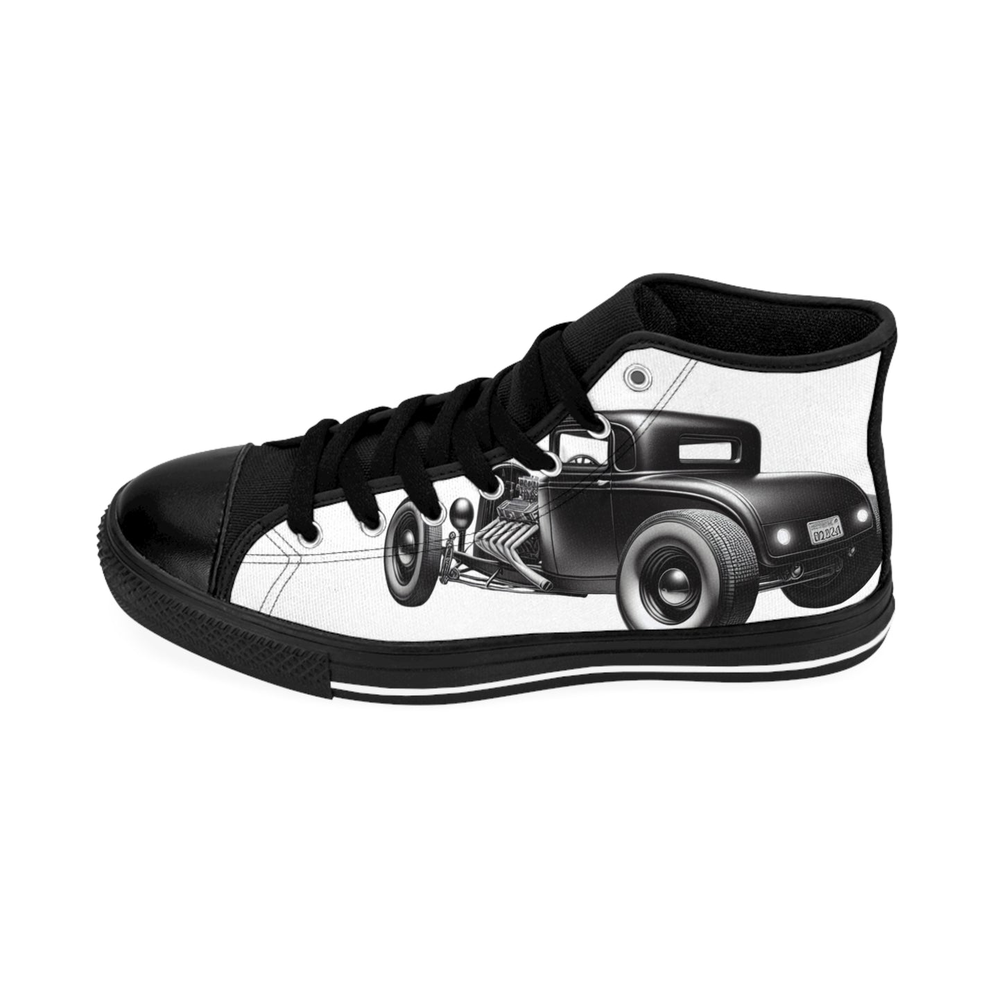 Retro Hot Rod Graphic High-Top Sneakers for Men