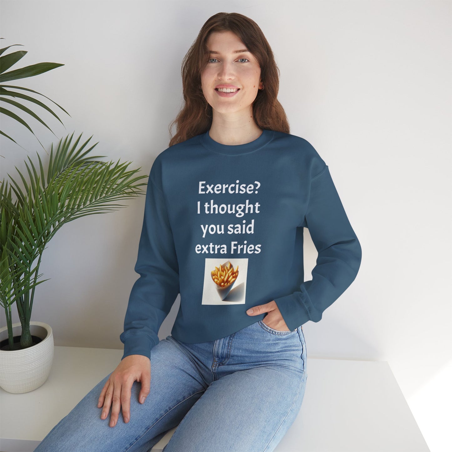 I thought you said extra Fries, Unisex Heavy Blend™ Crewneck Sweatshirt