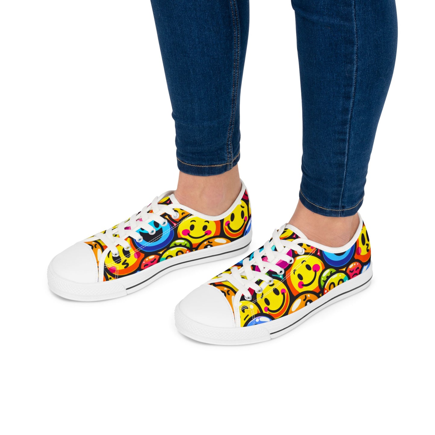 Colorful Smiley Face Low Top Sneakers for Women