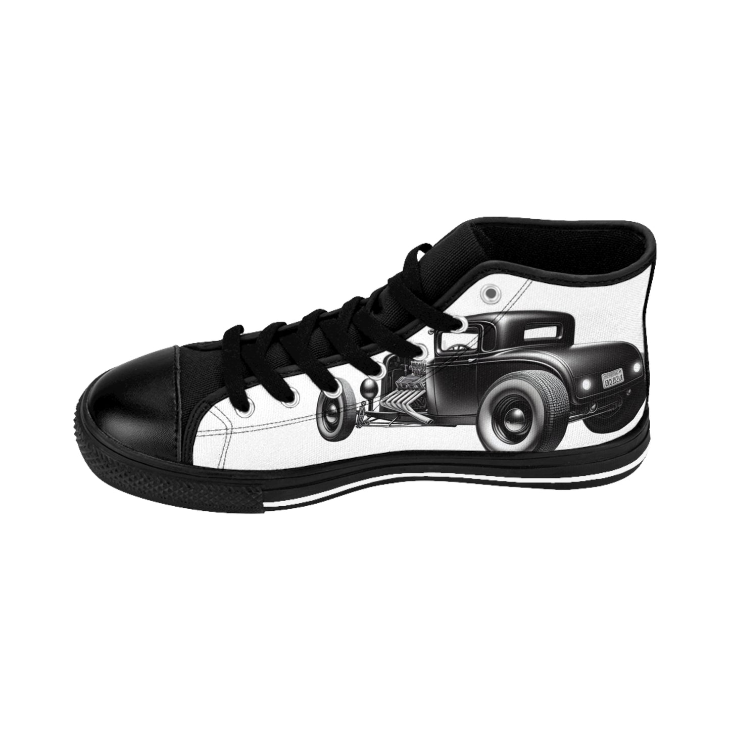 Retro Hot Rod Graphic High-Top Sneakers for Men