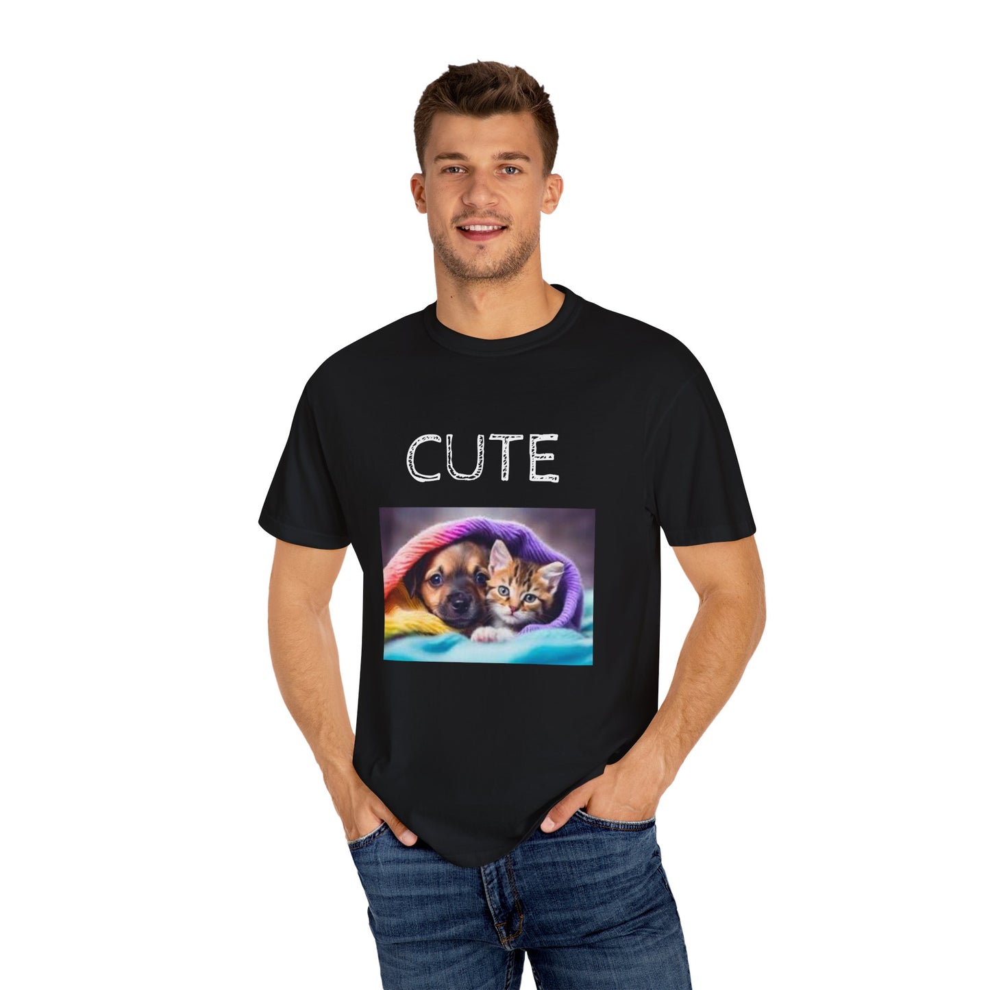 Unisex T-shirt, Cute Puppy & Kitten