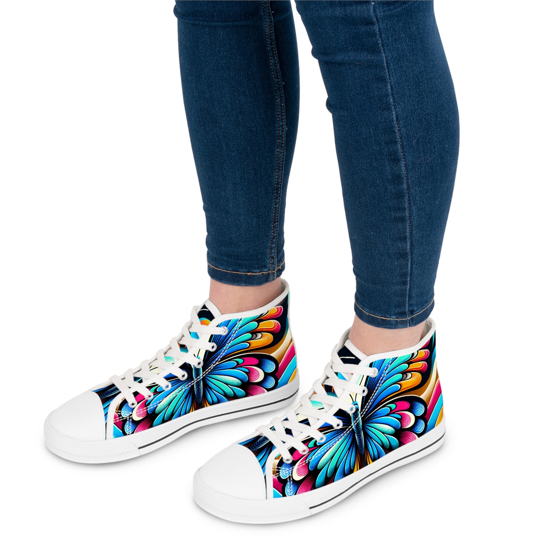 Colorful Butterfly High Top Sneakers for Women - Original Prints Co