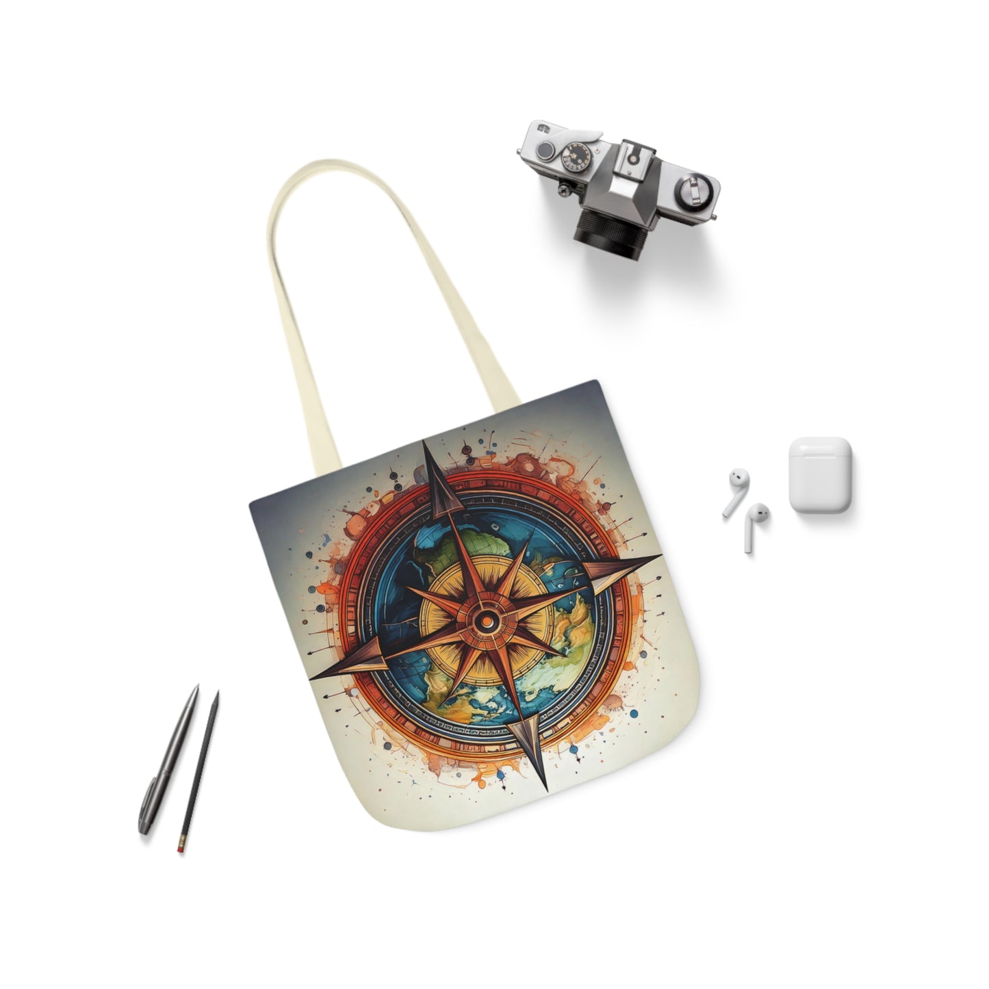 World Compass, Canvas Tote Bag.