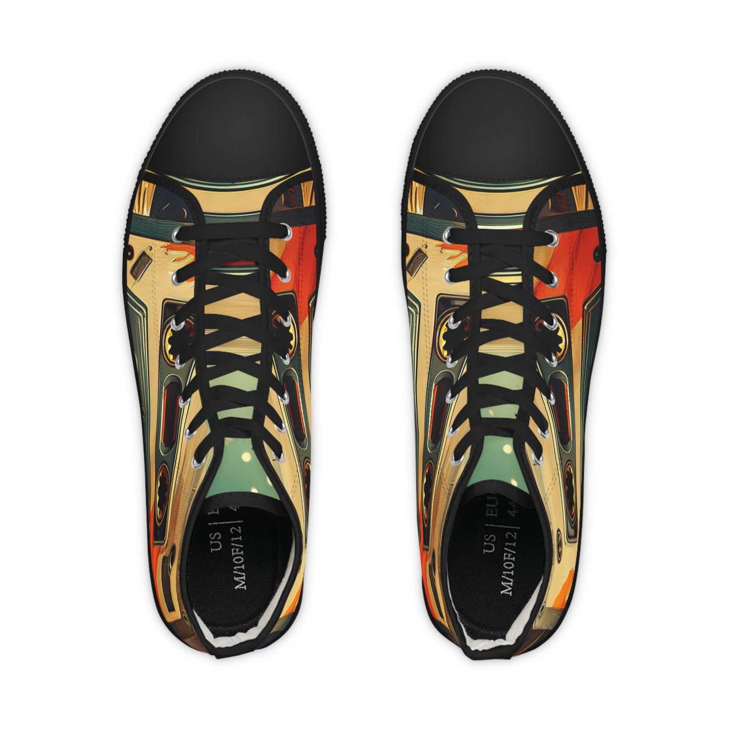 Retro Cassette Mens High Top Sneakers for music lovers.