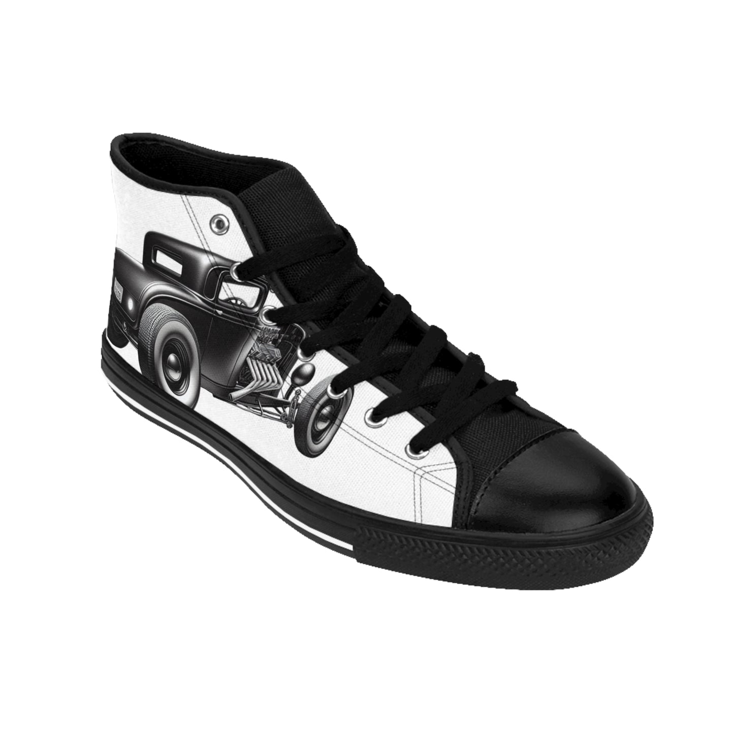 Retro Hot Rod Graphic High-Top Sneakers for Men