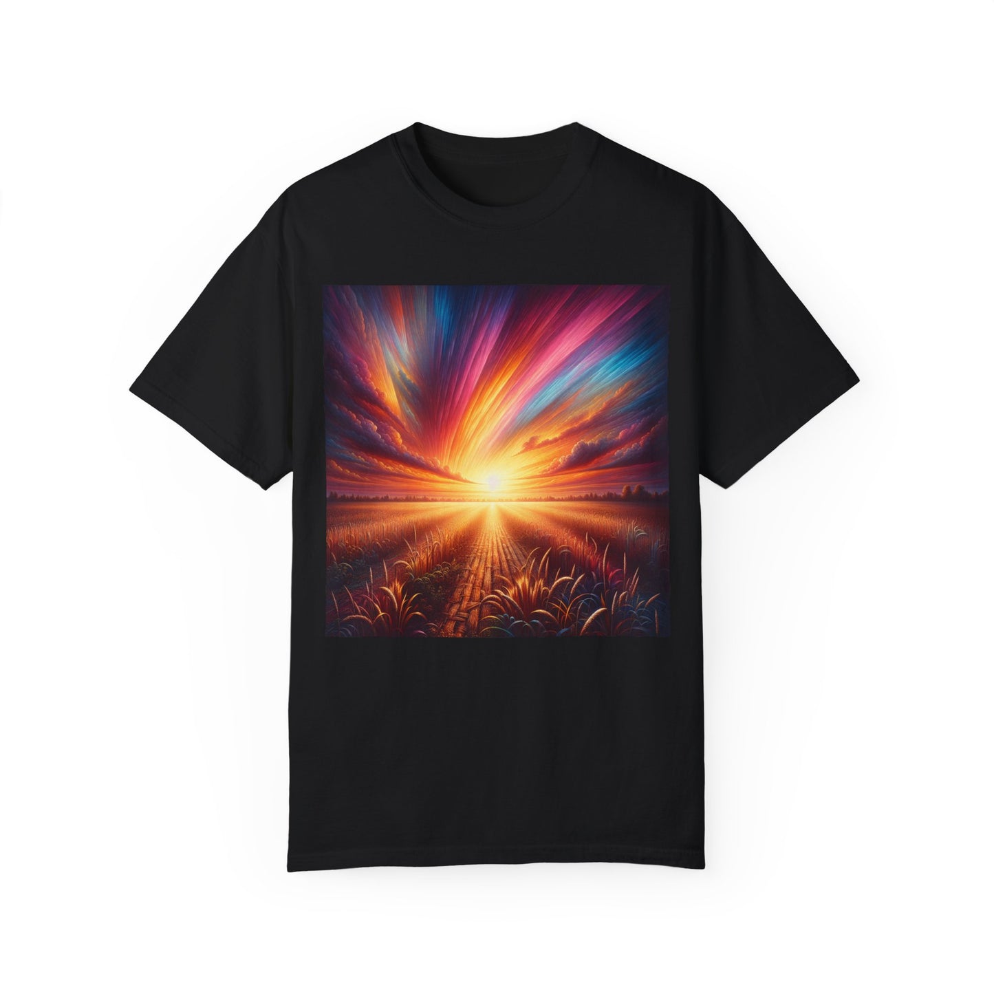 Sunset in the Field, Unisex Garment-Dyed T-shirt