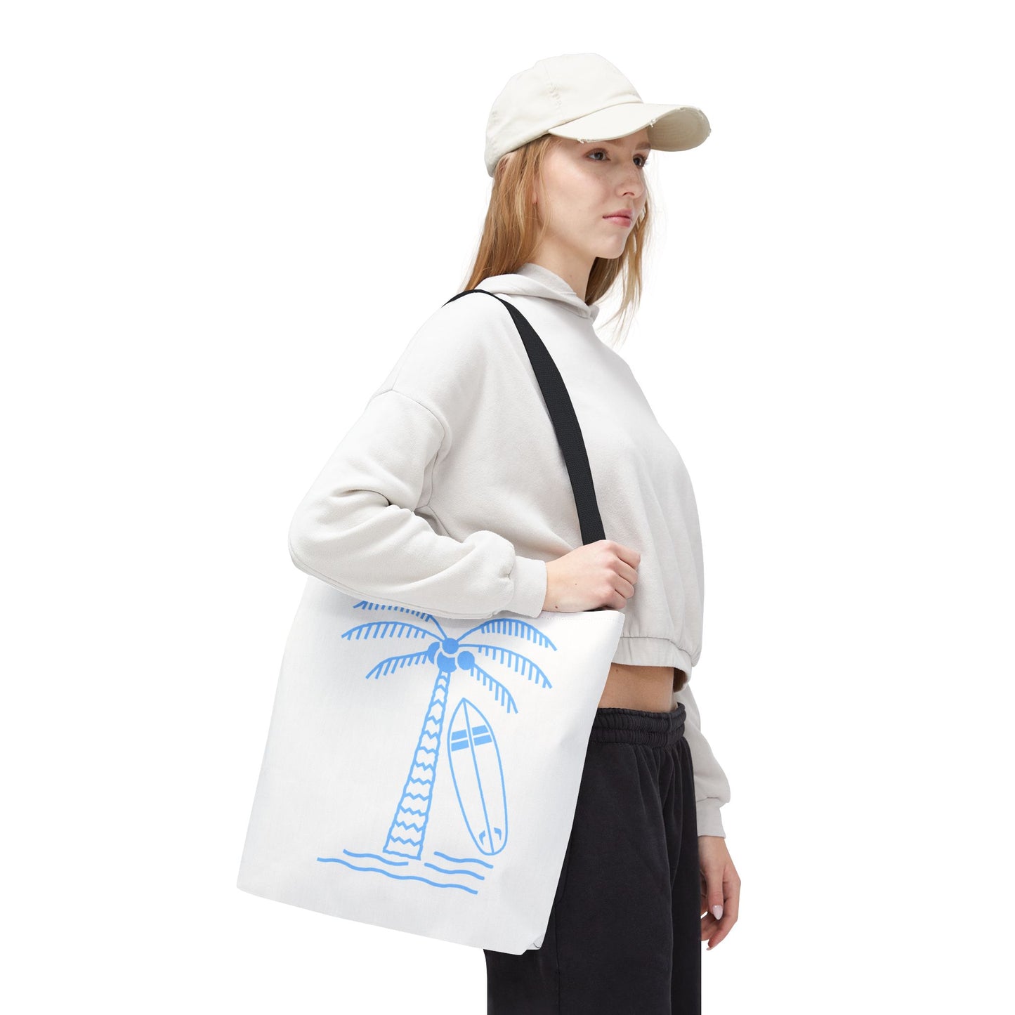 Palm Tree, Surf Board, Tote Bag