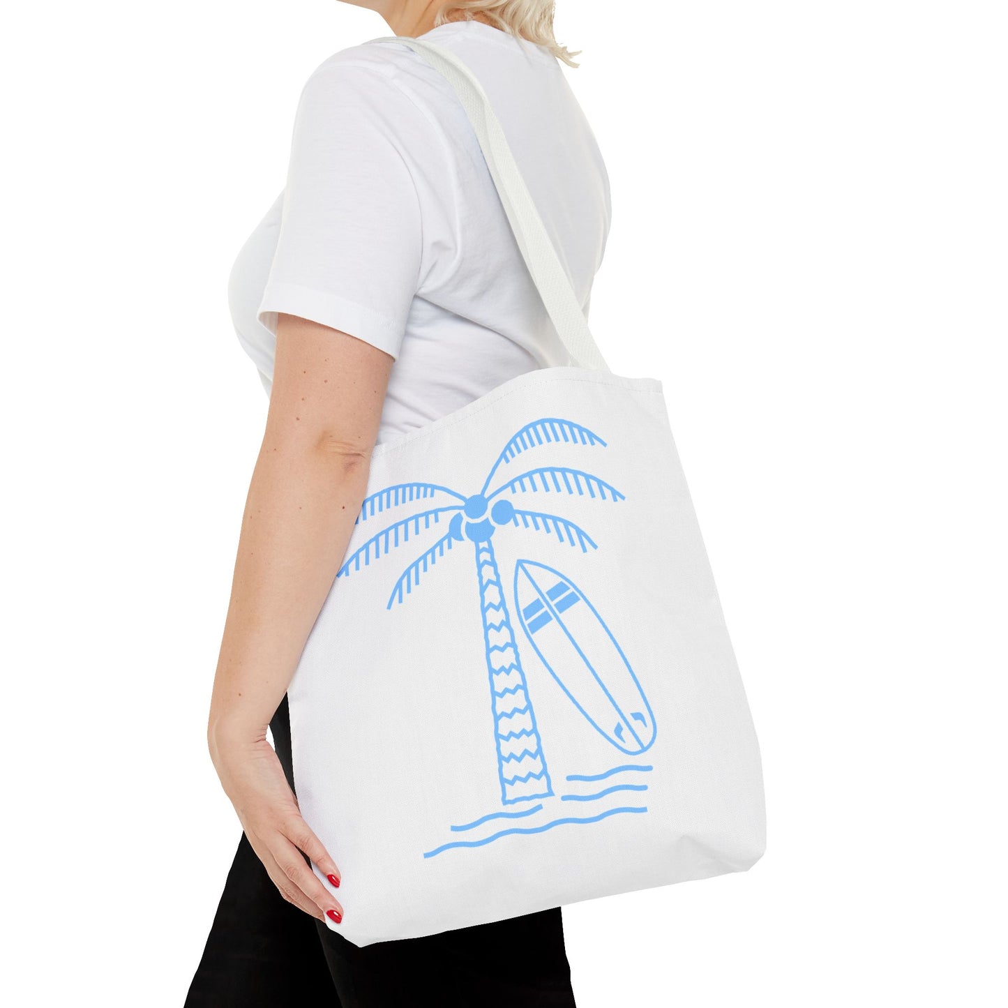 Palm Tree, Surf Board, Tote Bag