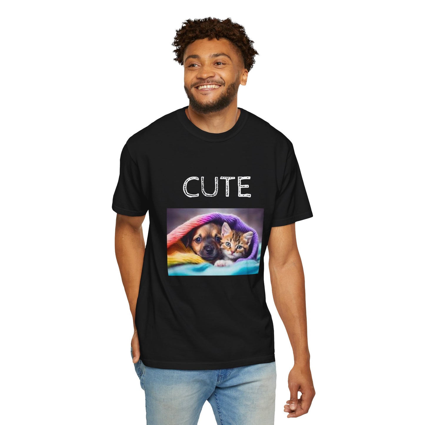 Unisex T-shirt, Cute Puppy & Kitten